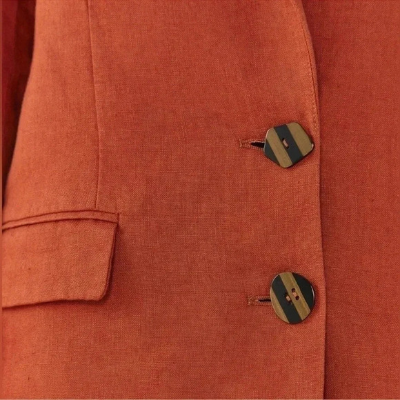 Farm Rio Burnt Orange Linen Blazer Size Medium - Picture 4 of 5